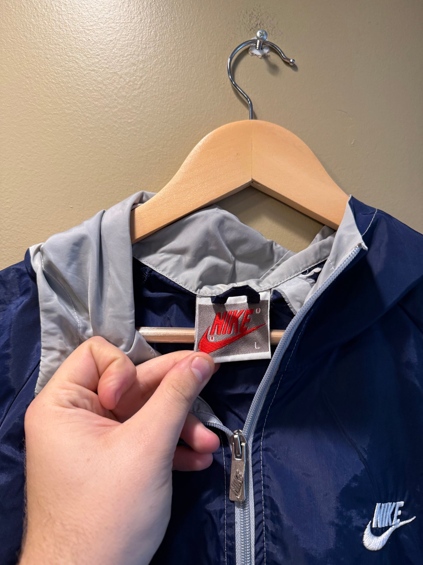 Vintage Nike Navy Blue & Gray Windbreaker Jacket- M/L