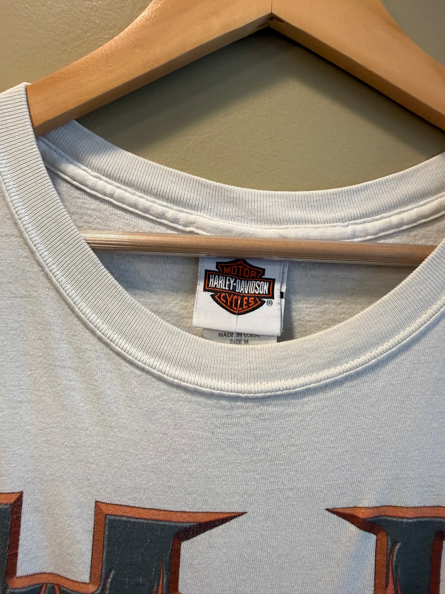 Vintage Harley Davidson Alaska White Flames Cutoff Tank Top- M