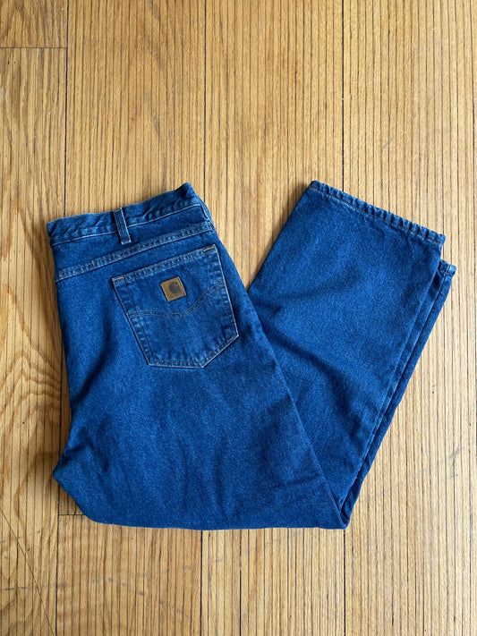 Vintage Carhartt Dark Wash Fleece-Lined Denim Jeans- 38x30