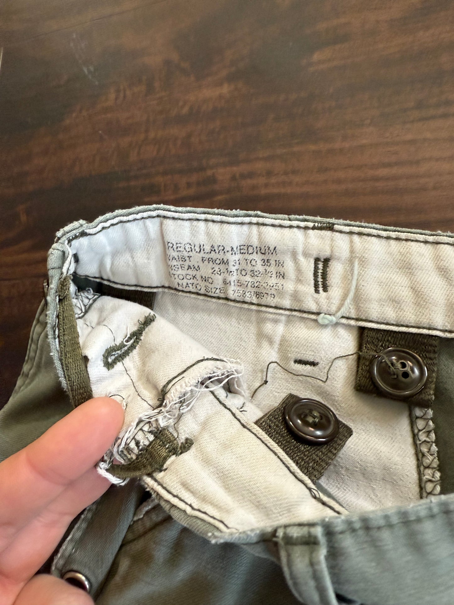 Vintage Green Military Surplus Style Cargo Shorts- 32