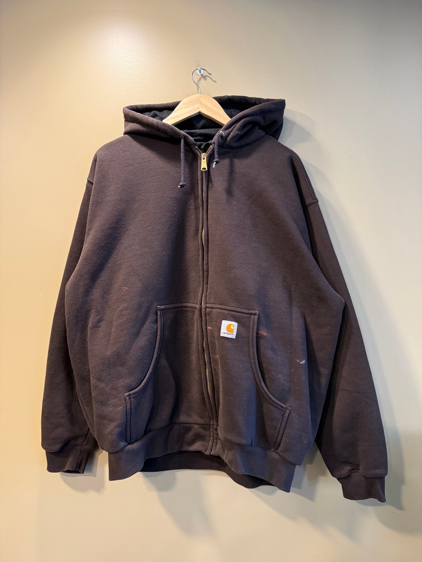 Vintage Carhartt Brown Distressed Zip-Up Hoodie Sweatshirt- XXL