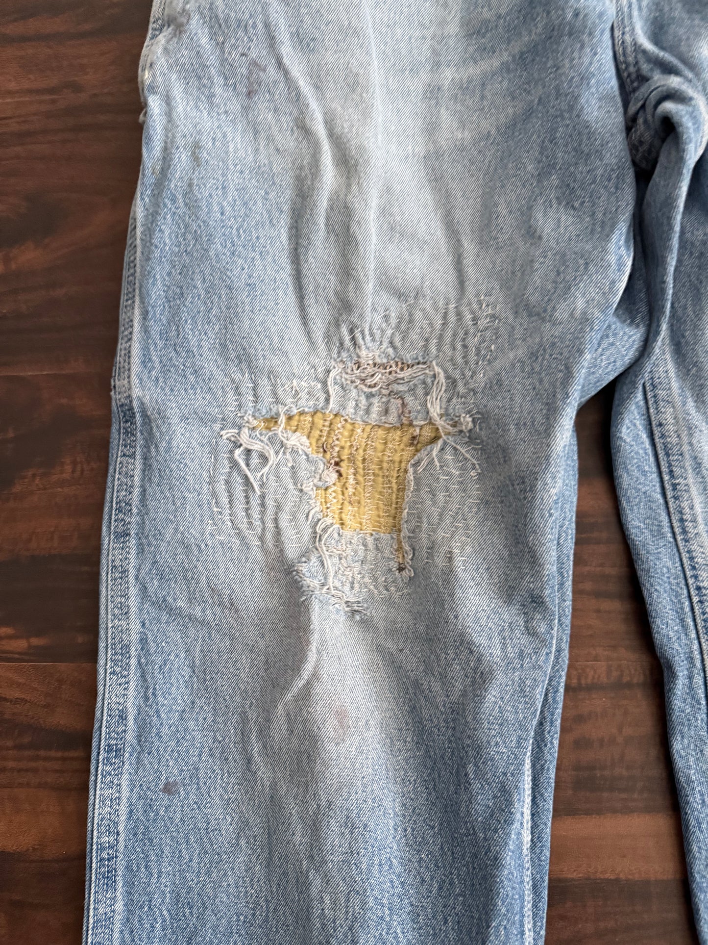 Vintage Carhartt Distressed Sashiko Repaired Light Wash Denim Jeans- 30x30