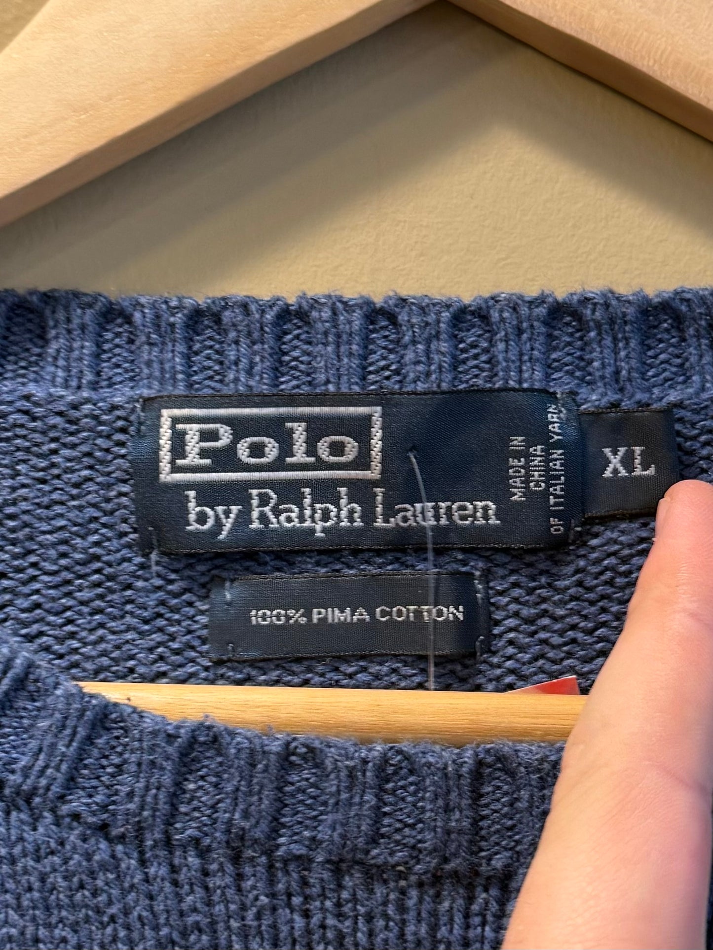 Vintage Polo Ralph Lauren Blue Cotton Sweater- XL
