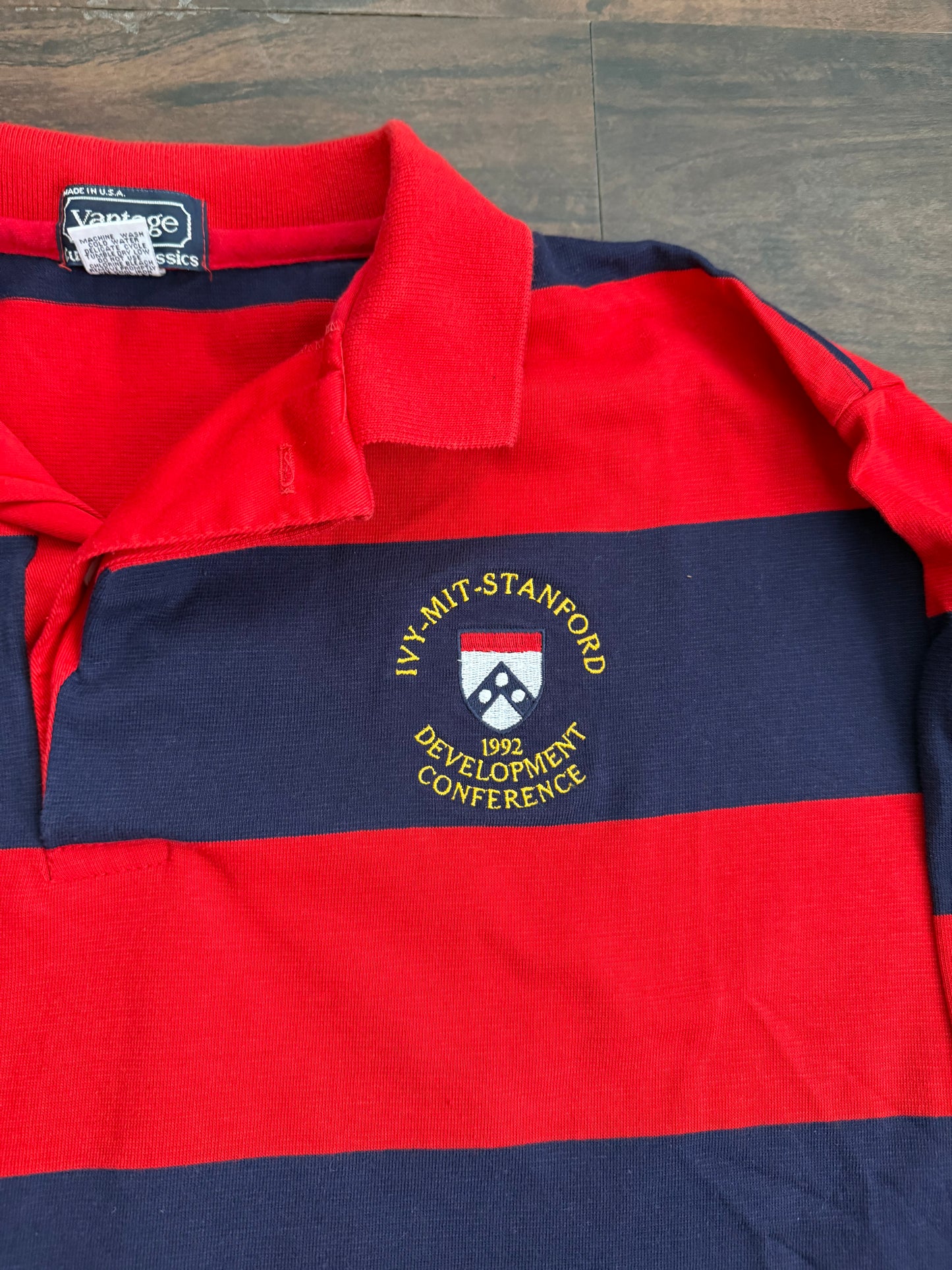 Vintage 1992 Ivy League Development Conference Striped Rugby Shirt- XL