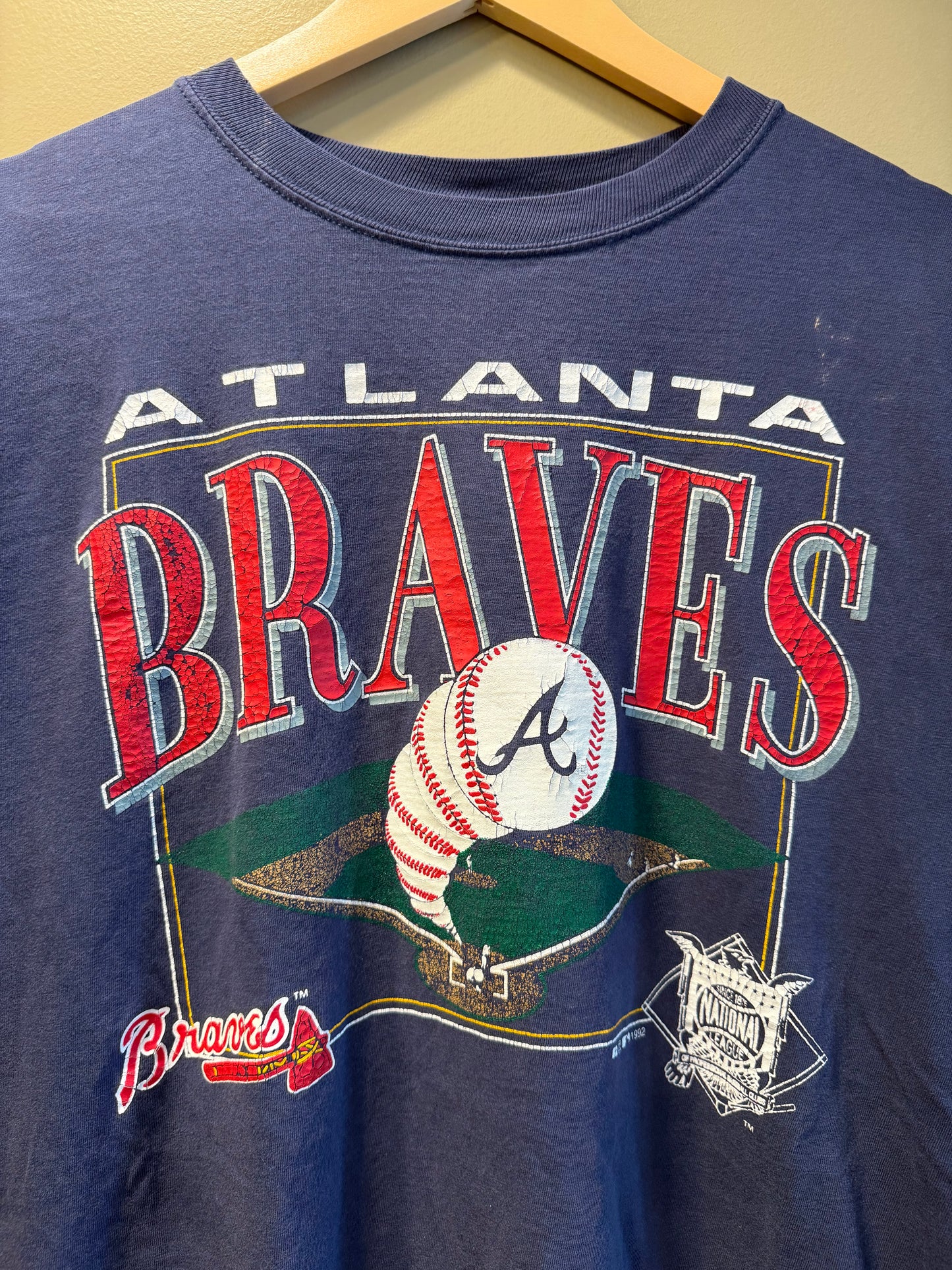 Vintage Atlanta Braves Navy Blue MLB T-Shirt- L/XL