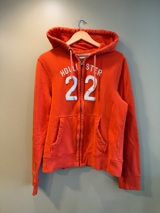 Vintage Y2K Hollister Orange Zip-Up Hoodie Sweatshirt- M/L