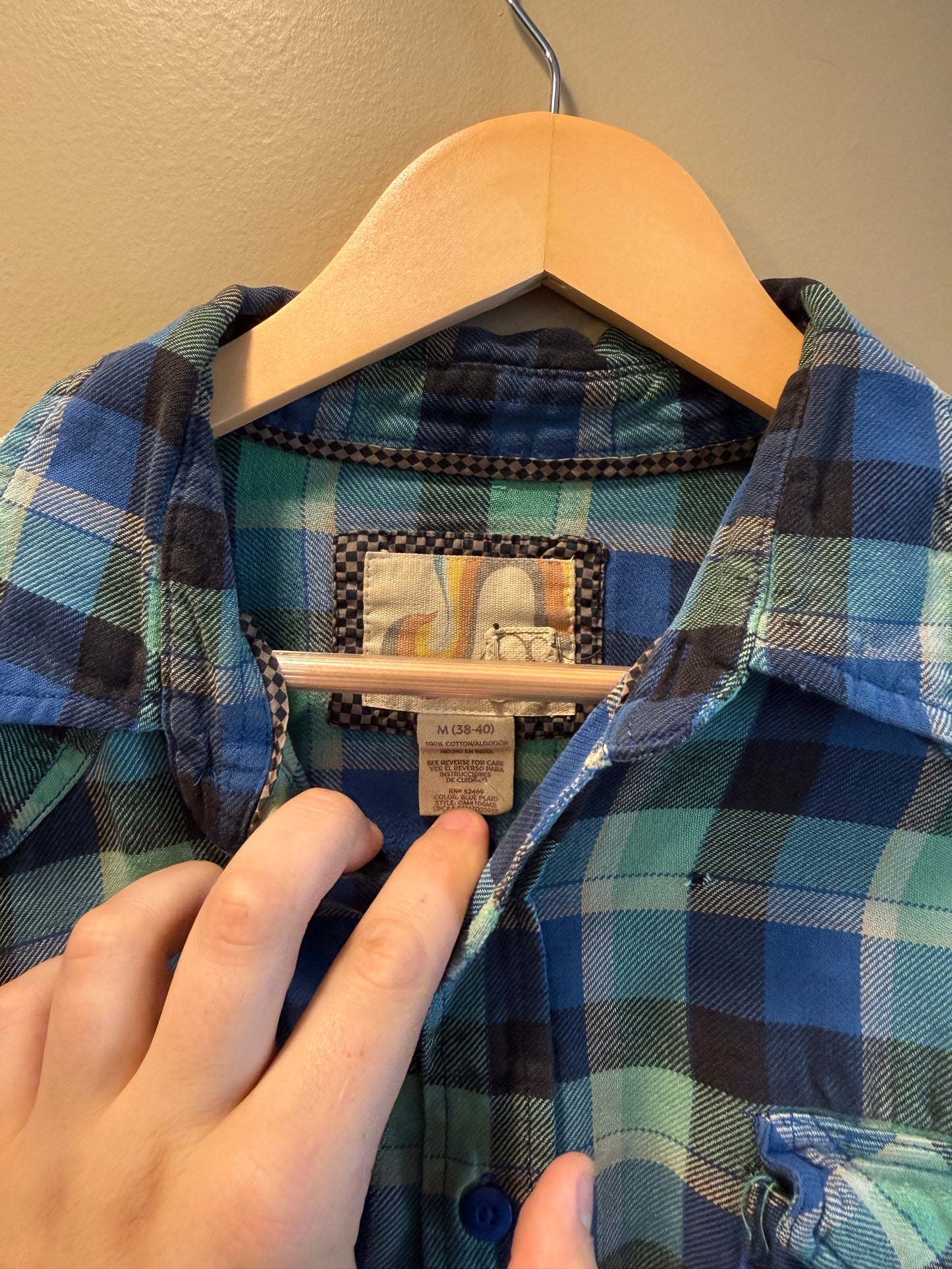 Vintage Ocean Pacific Checkered Beach Flannel Shirt- M