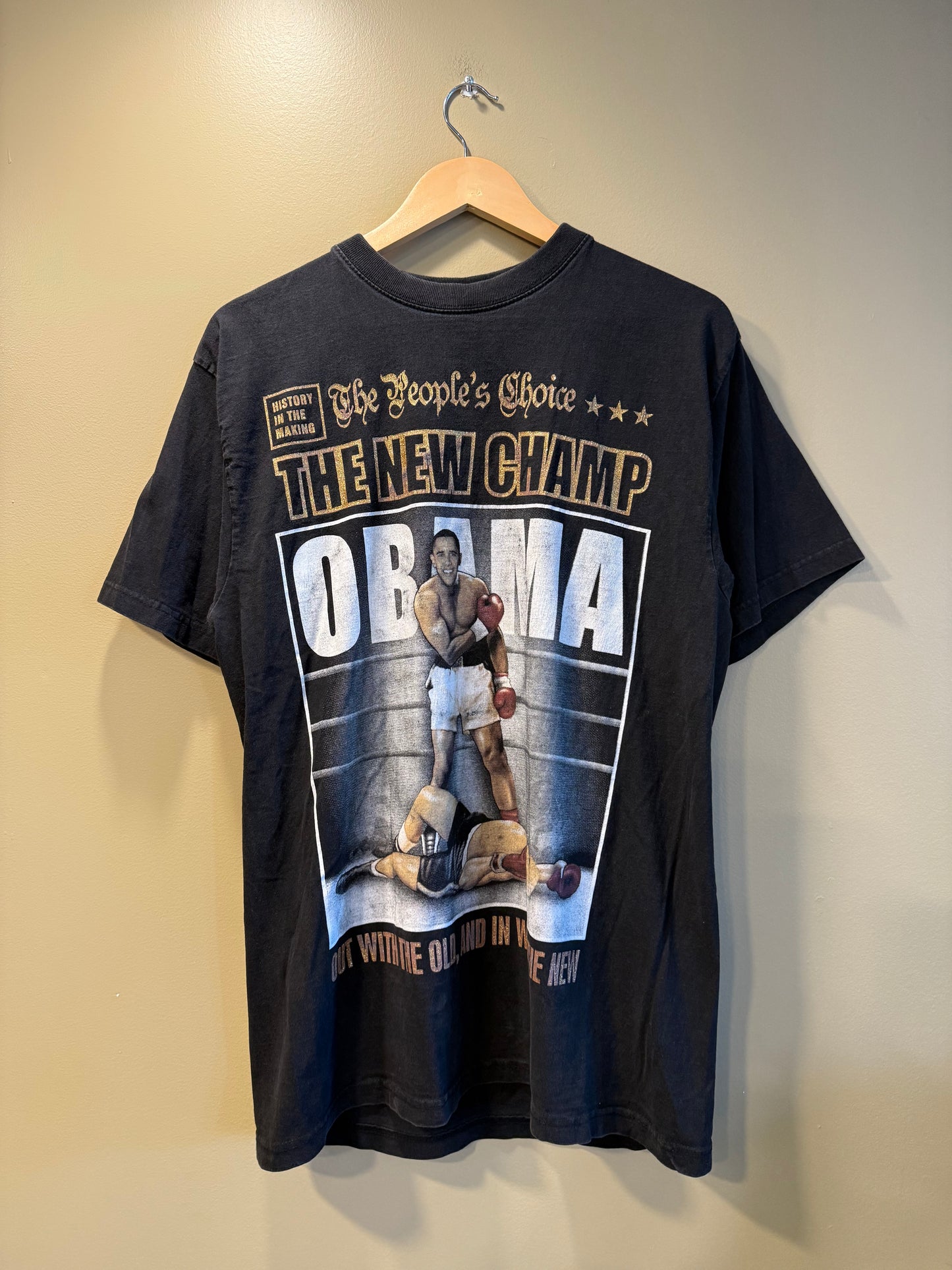 Vintage Barack Obama Boxing T-Shirt- L