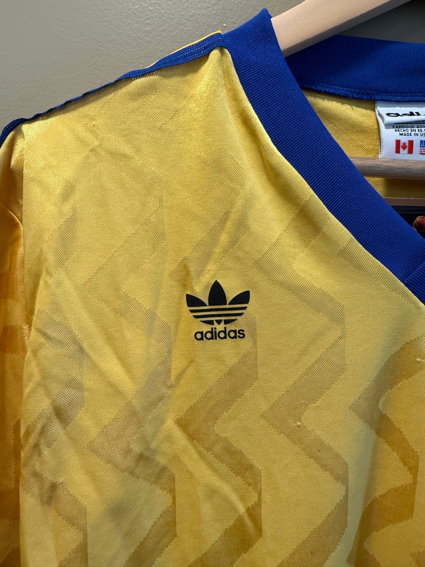 Vintage 80s Adidas Cleveland F.C. Yellow Soccer Jersey- S/M