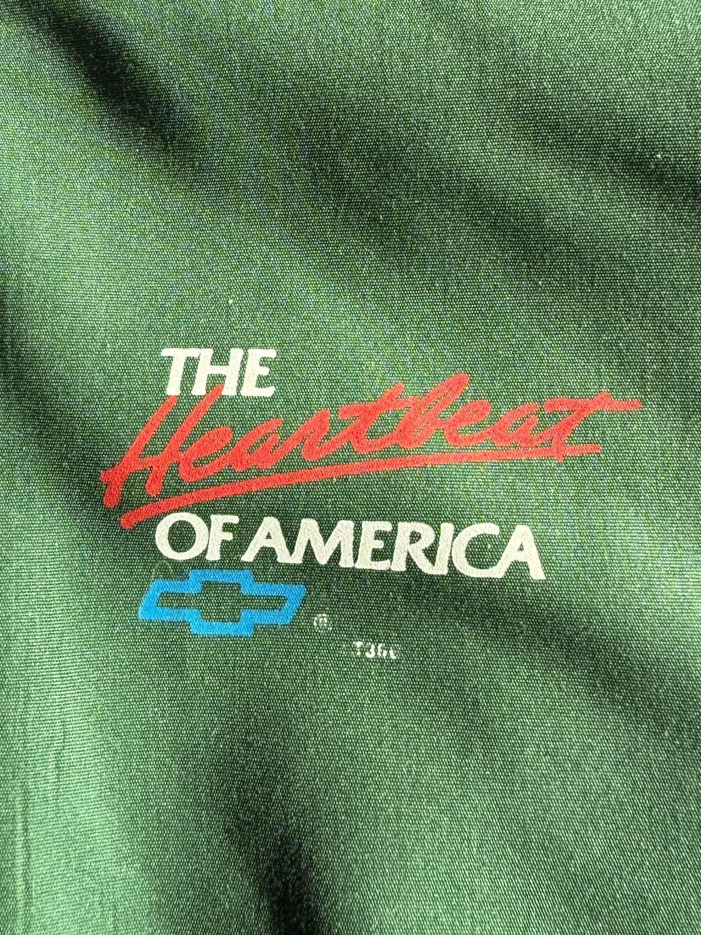 Vintage Chevrolet The Heartbeat Of America Green Bomber Jacket- XL