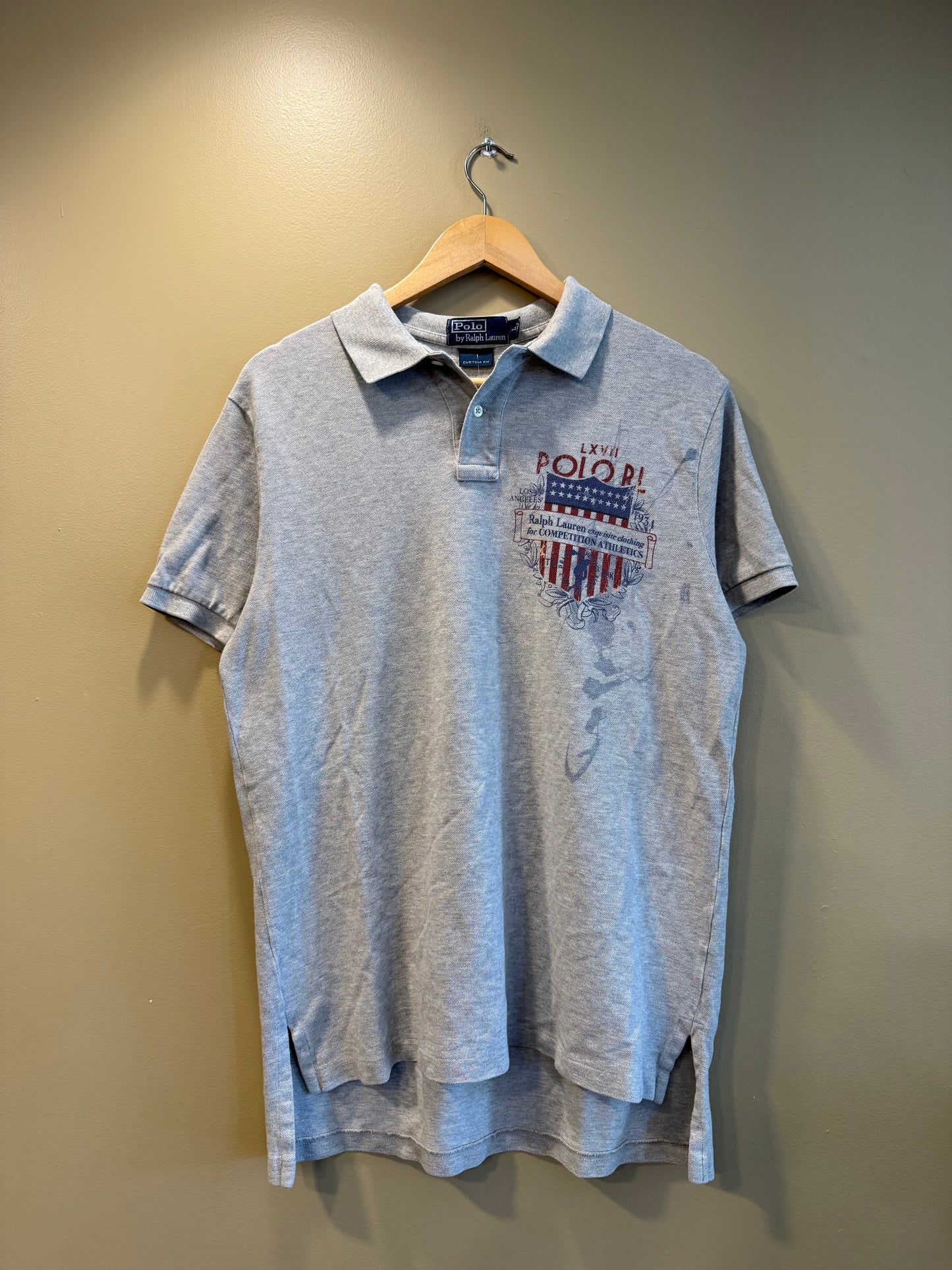 Vintage Polo Ralph Lauren Gray USA Polo Shirt- L