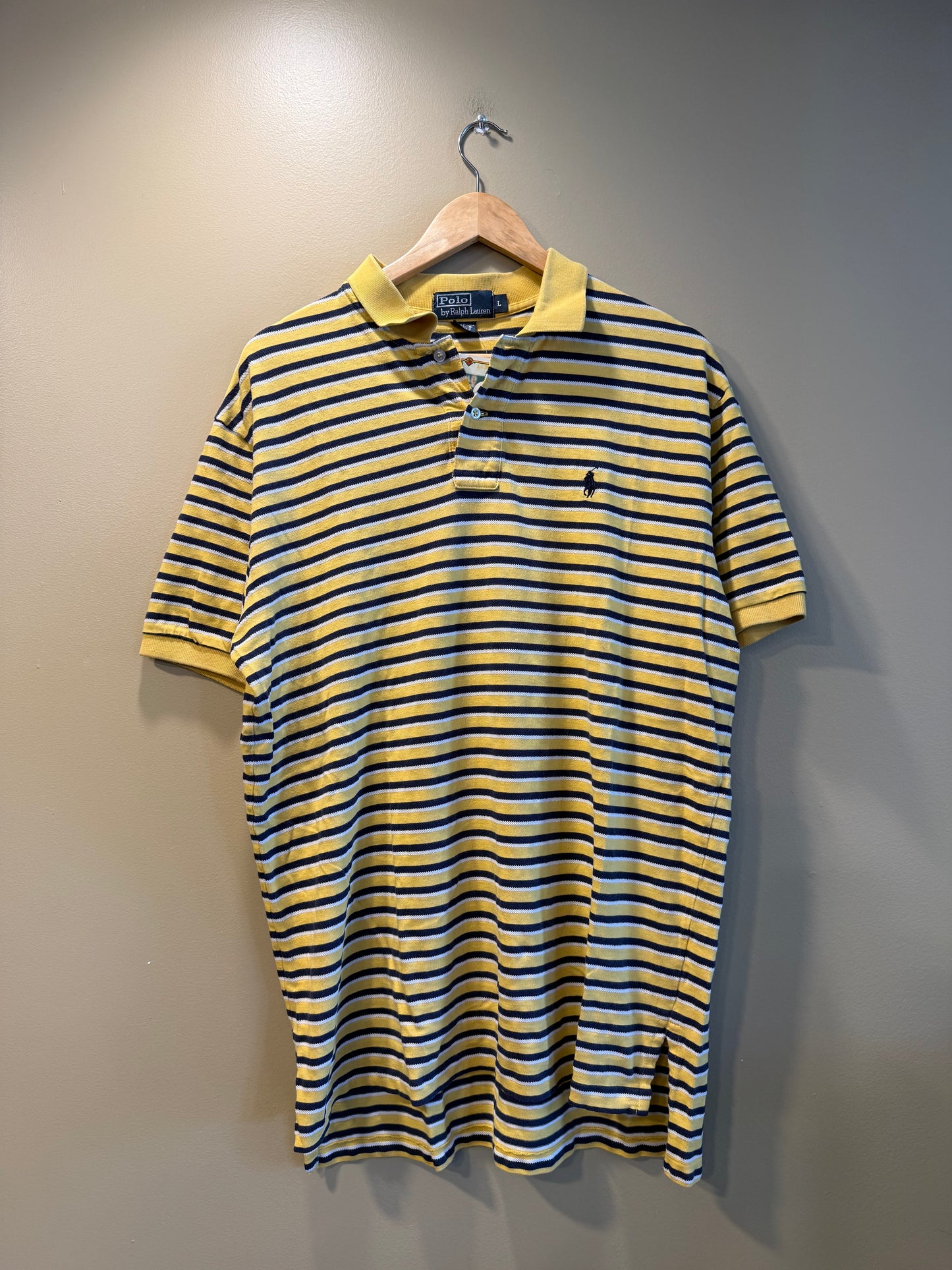 Vintage Polo Ralph Lauren Yellow Striped Polo Shirt- L