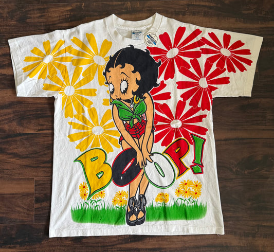 Vintage NWT Betty Boop Bootleg Tees All Over Print T-Shirt- L