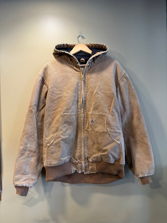 Vintage Carhartt Dark Tan Hooded Zip-Up Jacket- L