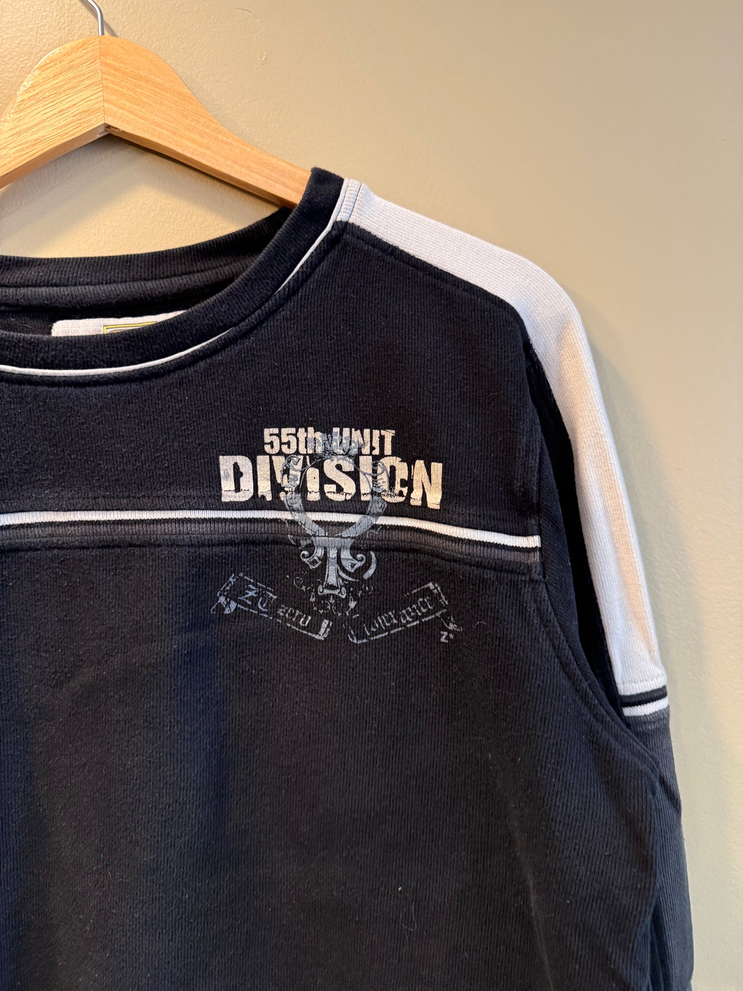 Vintage Y2K 55th Unit Division Black Long Sleeve T-Shirt- L