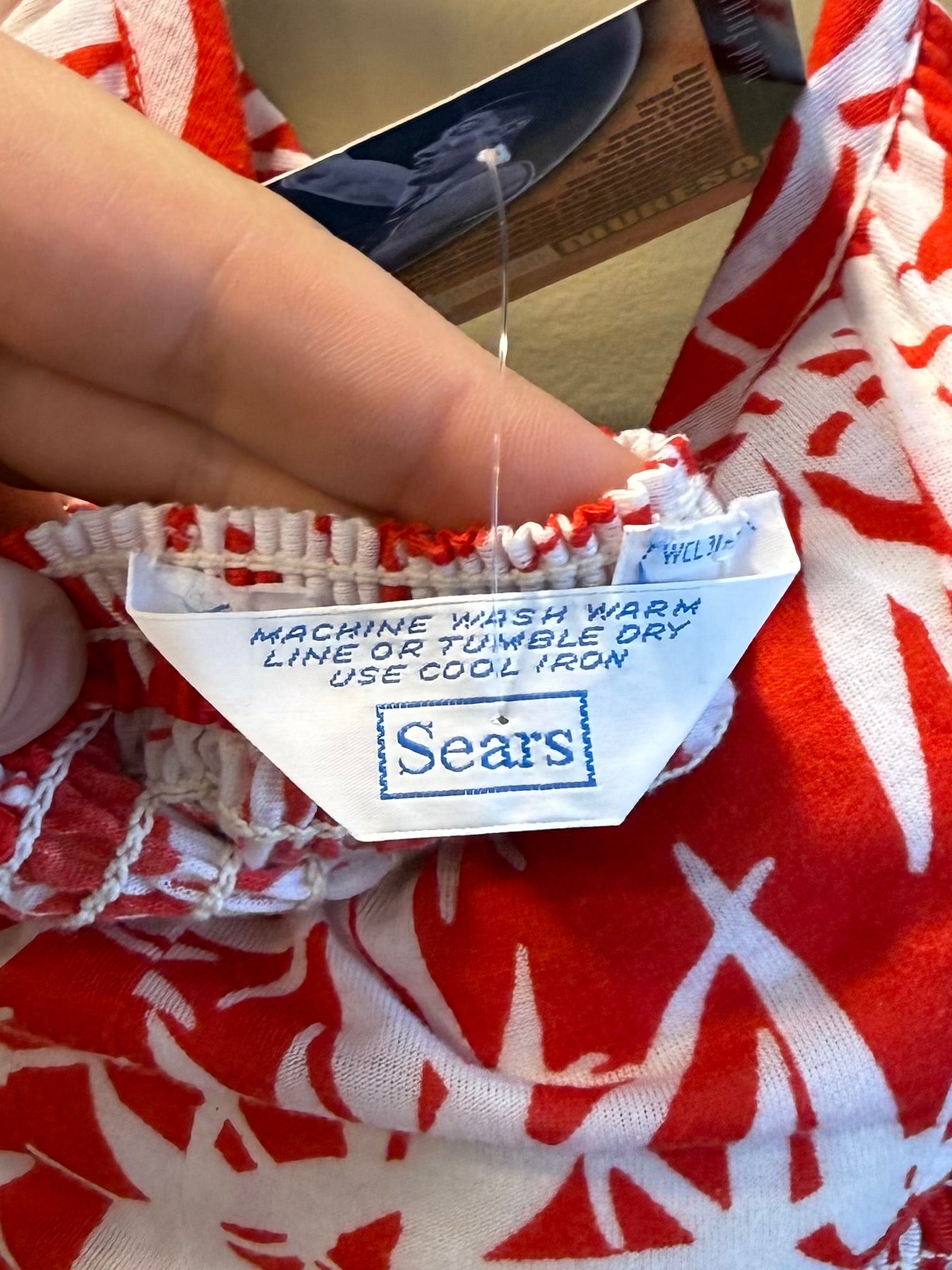 Vintage 70s Sears Red & White Floral Dress- S/M