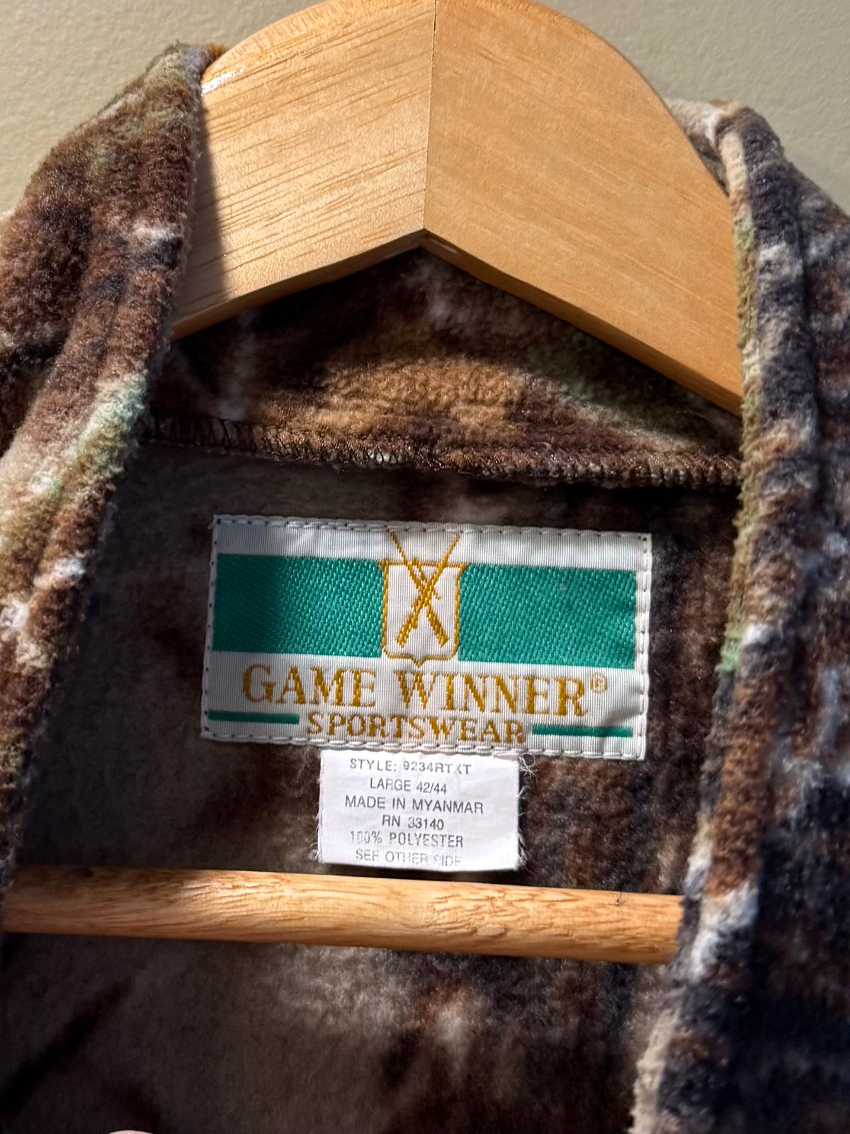 Vintage GameWinner Sportswear Camo Fleece Jacket- XL