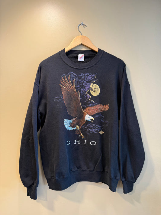 Vintage Ohio Bald Eagle Nature Crewneck Sweatshirt- XL