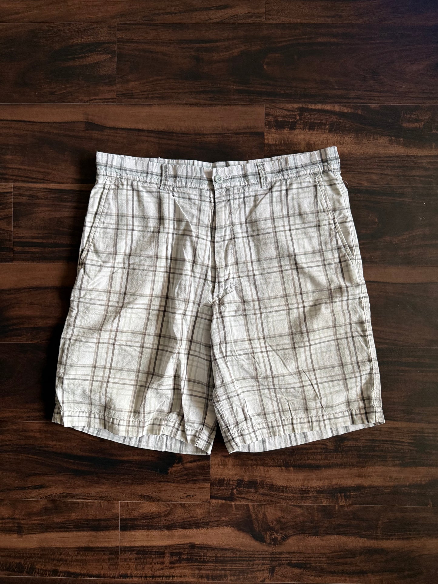 Vintage Haggar Crème Checkered Cotton Shorts- 36