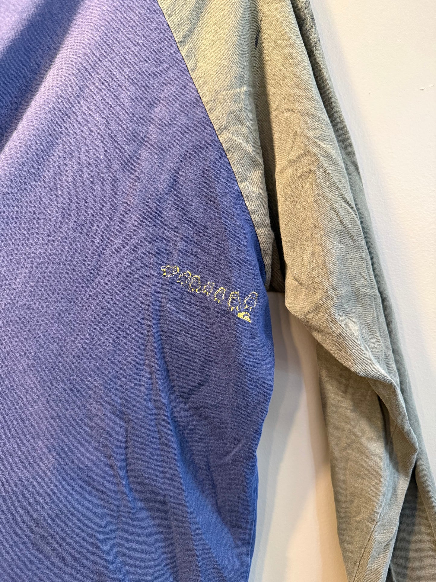 Vintage Quiksilver Surfwear Distressed Longsleeve Green & Blue T-Shirt- XL