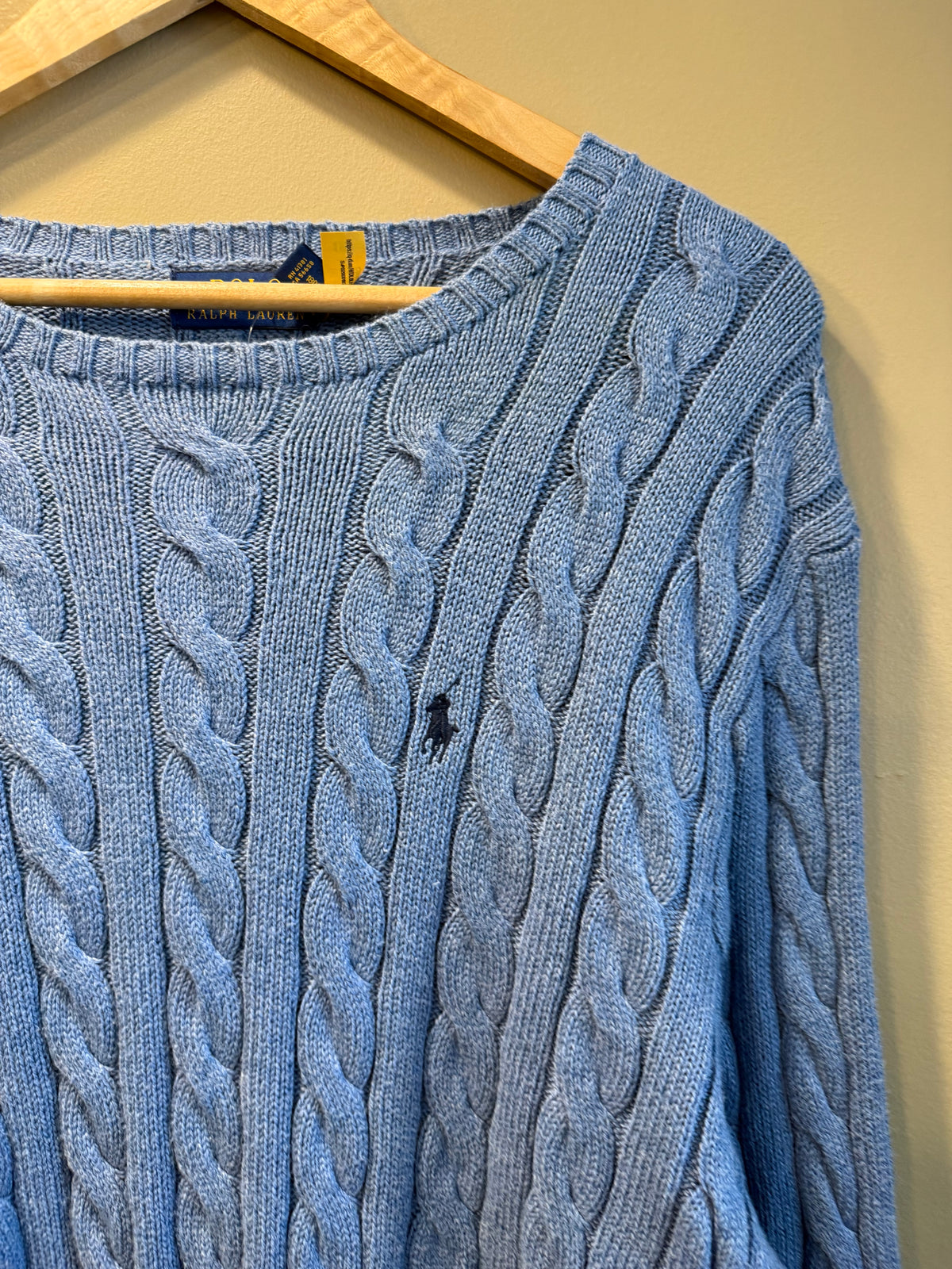 Vintage Polo Ralph Lauren Blue Cable Knit Sweater- L