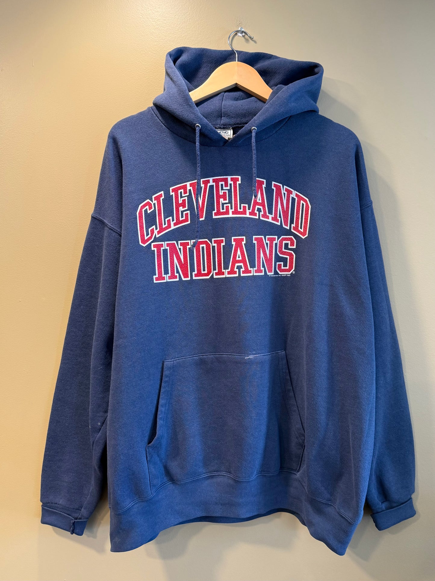 Vintage Lee Sport Cleveland Indians Blue Hoodie Sweatshirt- XL