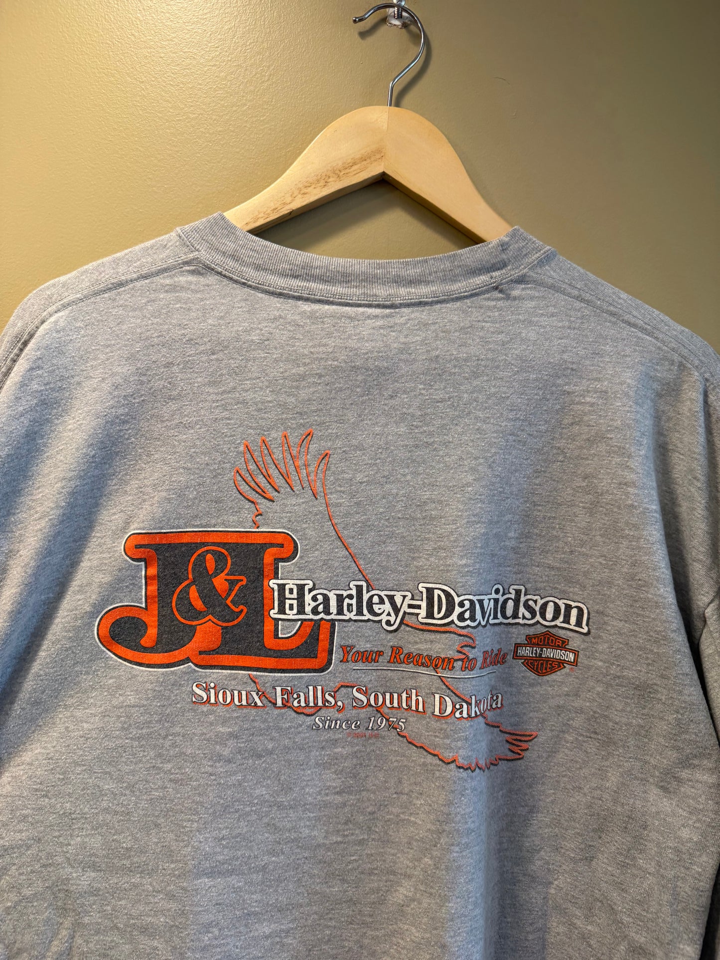 Vintage Harley Davidson Gray Flames Long Sleeve T-Shirt- XL