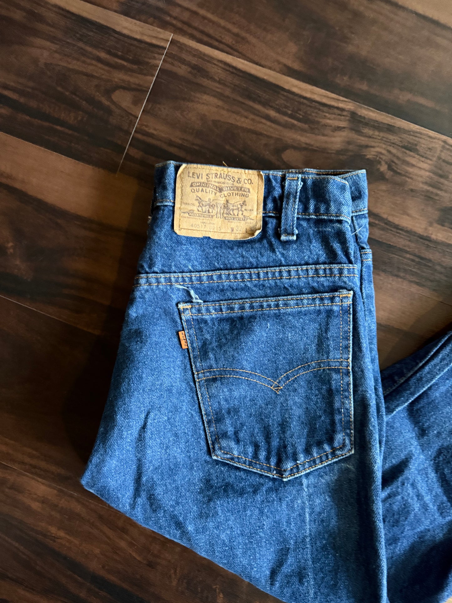 Vintage Levi’s 517 Orange Tab Dark Wash Flared Denim Jeans- 30x32