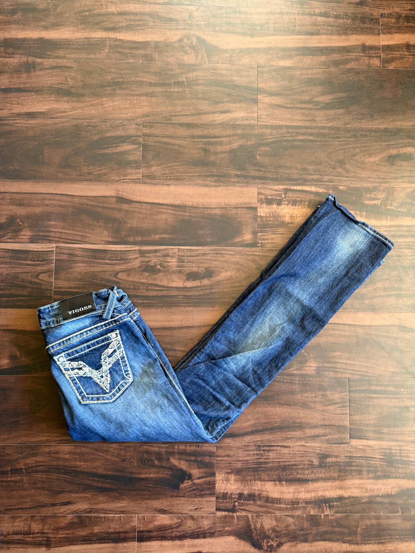 Vintage Y2K Vigoss Dark Wash Low Rise Flared Denim Jeans- 30x34