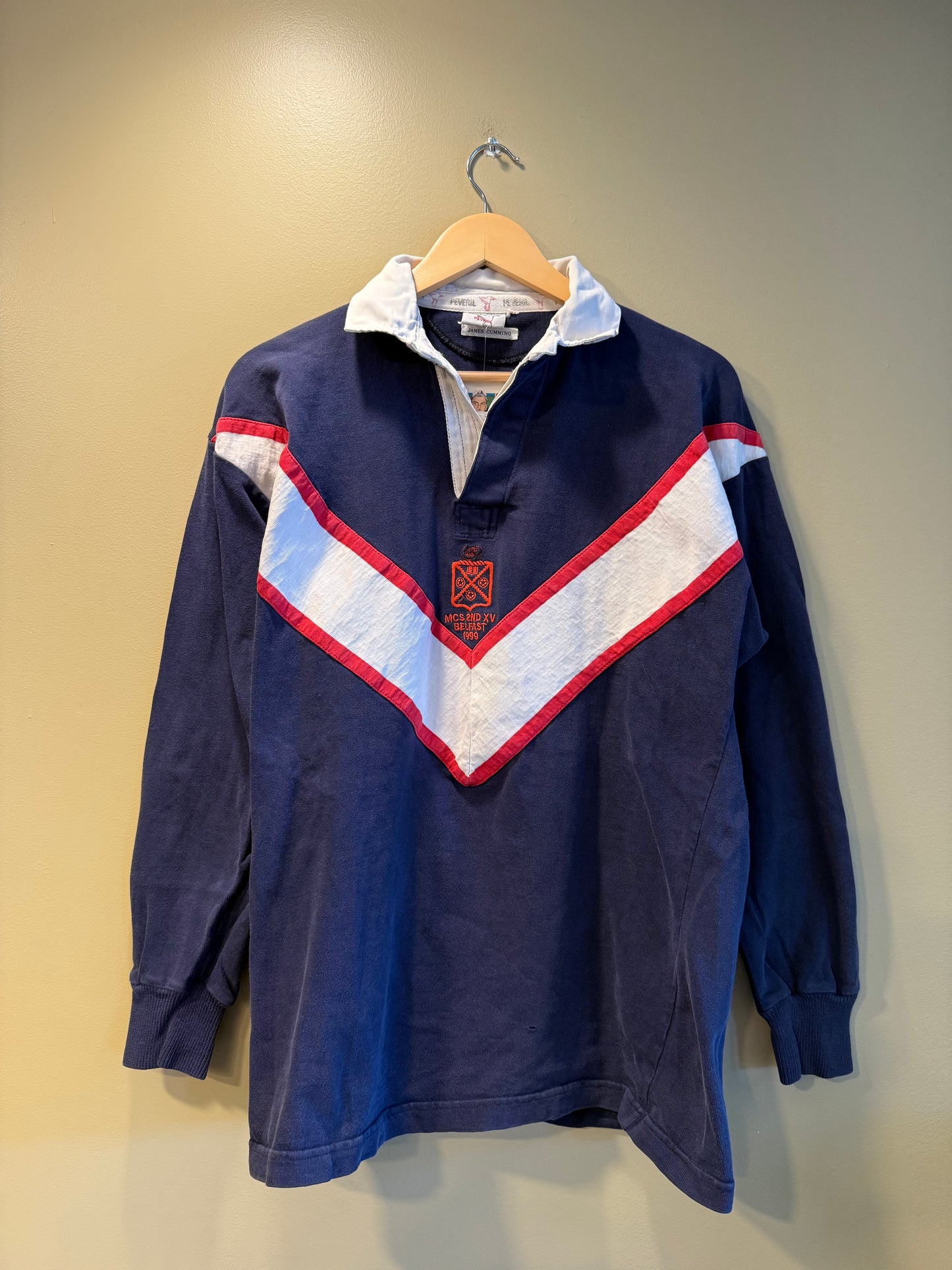 Vintage Peveril Belfast Ireland Navy Blue Rugby Shirt- XL