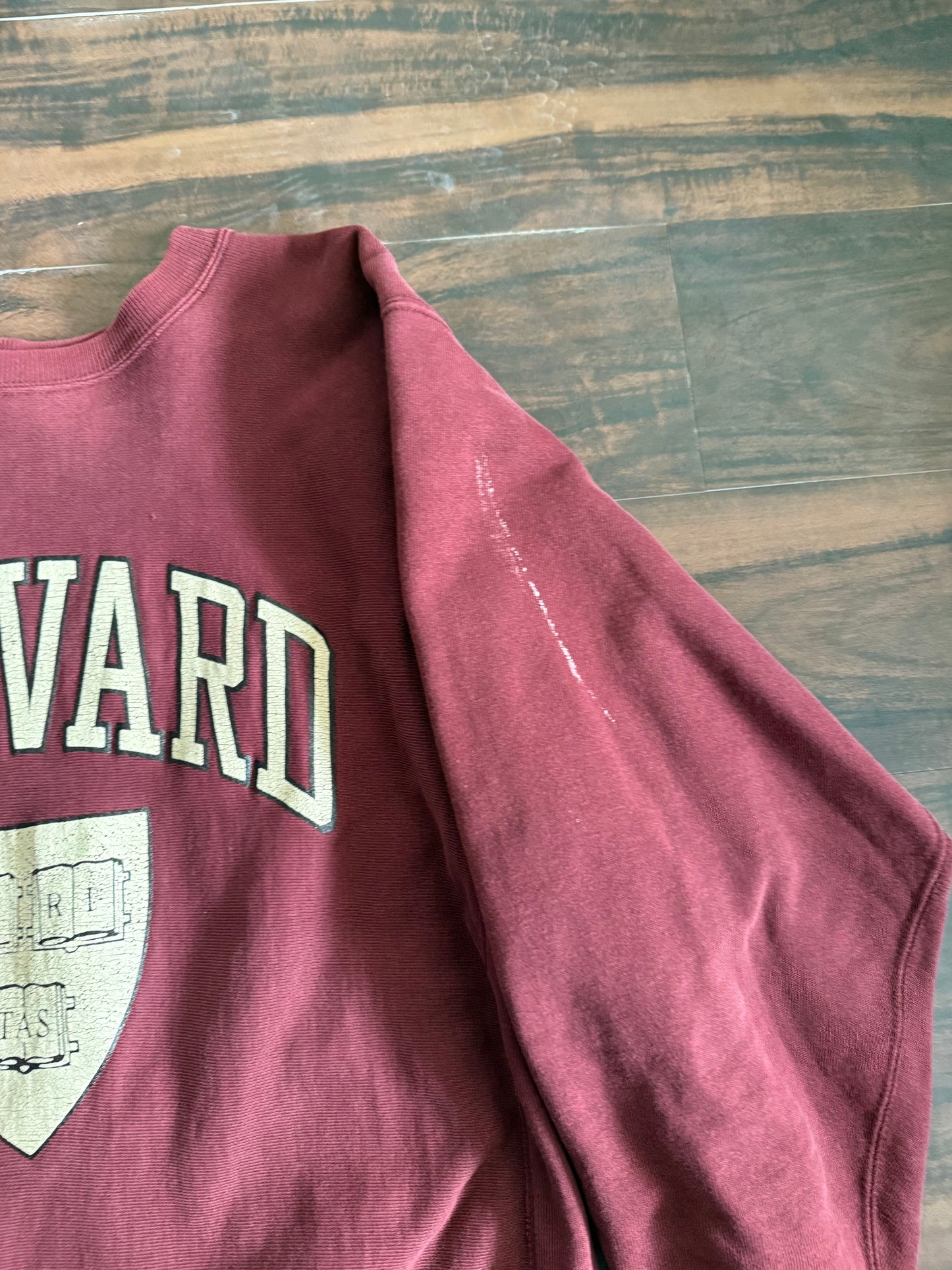 Vintage 80s Harvard University Champion Reverse Weave Maroon Crewneck Sweatshirt- L