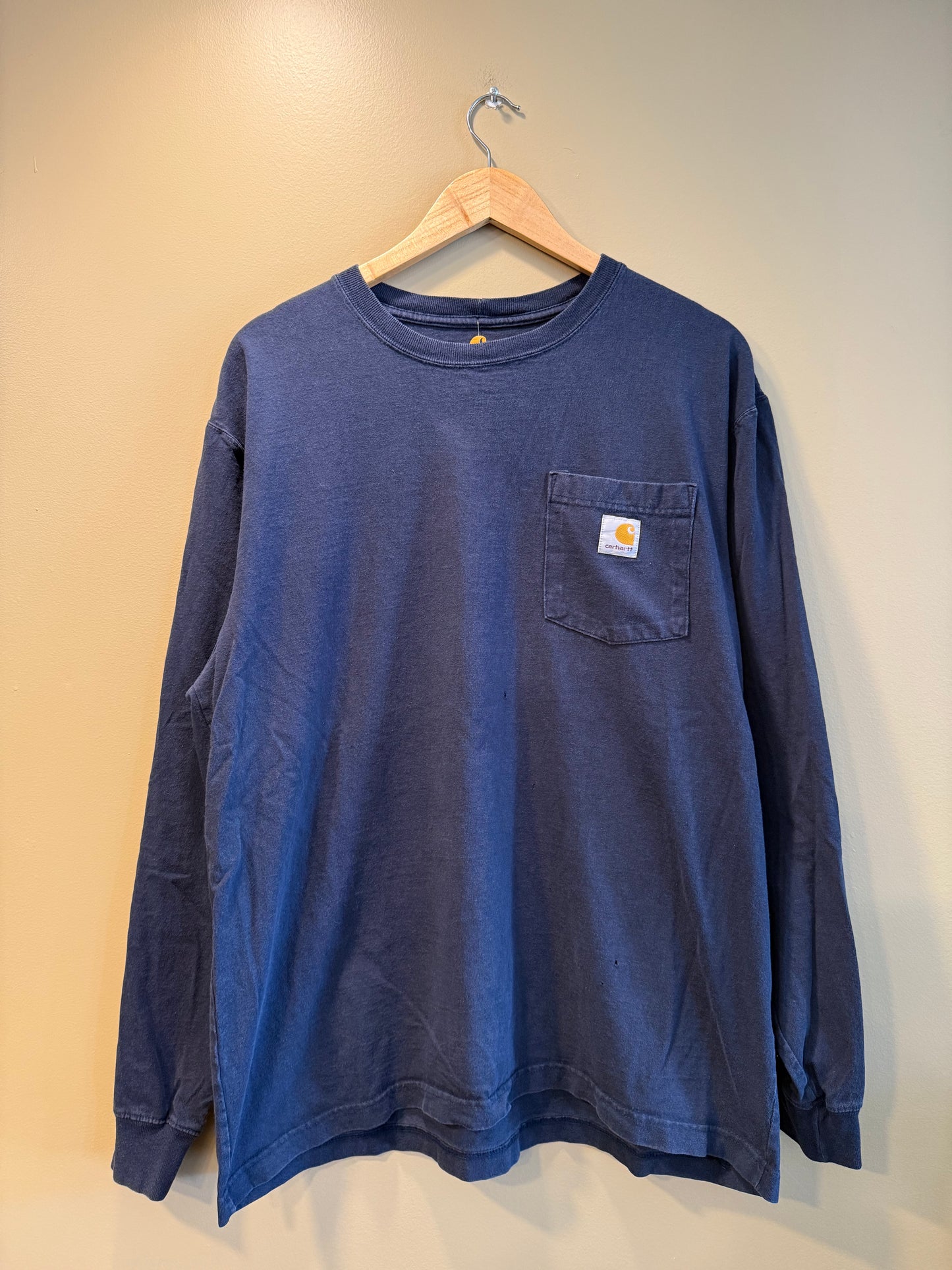 Vintage Carhartt Long Sleeve Navy Blue Pocket T-Shirt- L