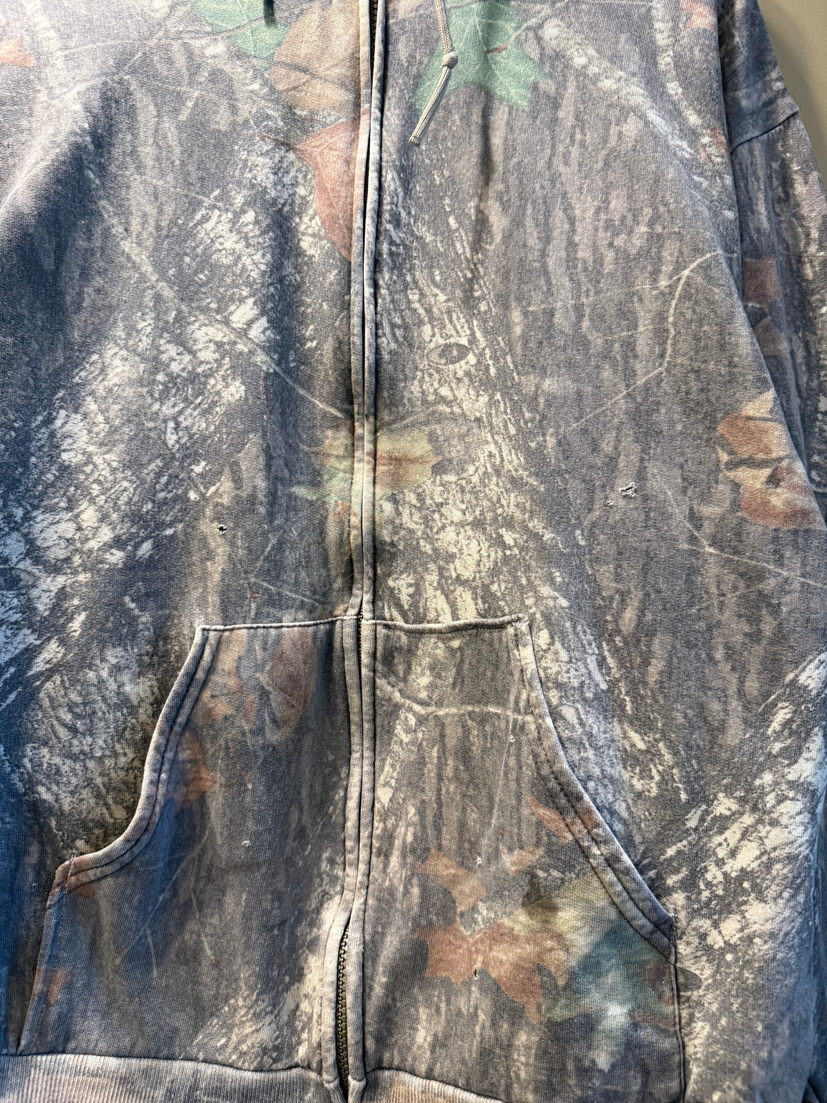Vintage Jerzees Outdoors Mossy Oak Tree Camo Zip-Up Hoodie Sweatshirt- XL