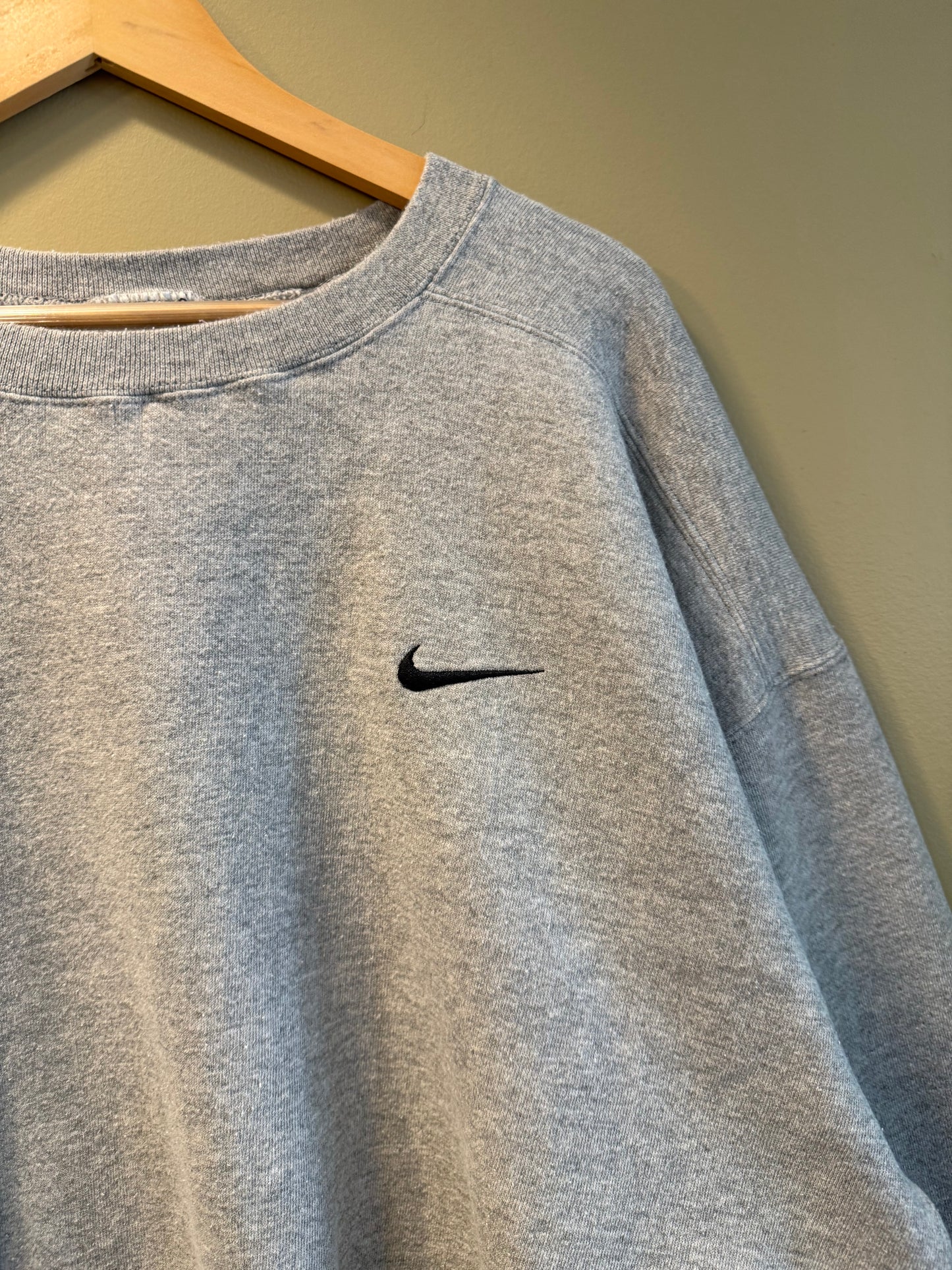 Vintage Nike Gray Embroidered Swoosh Crewneck Sweatshirt- XXL