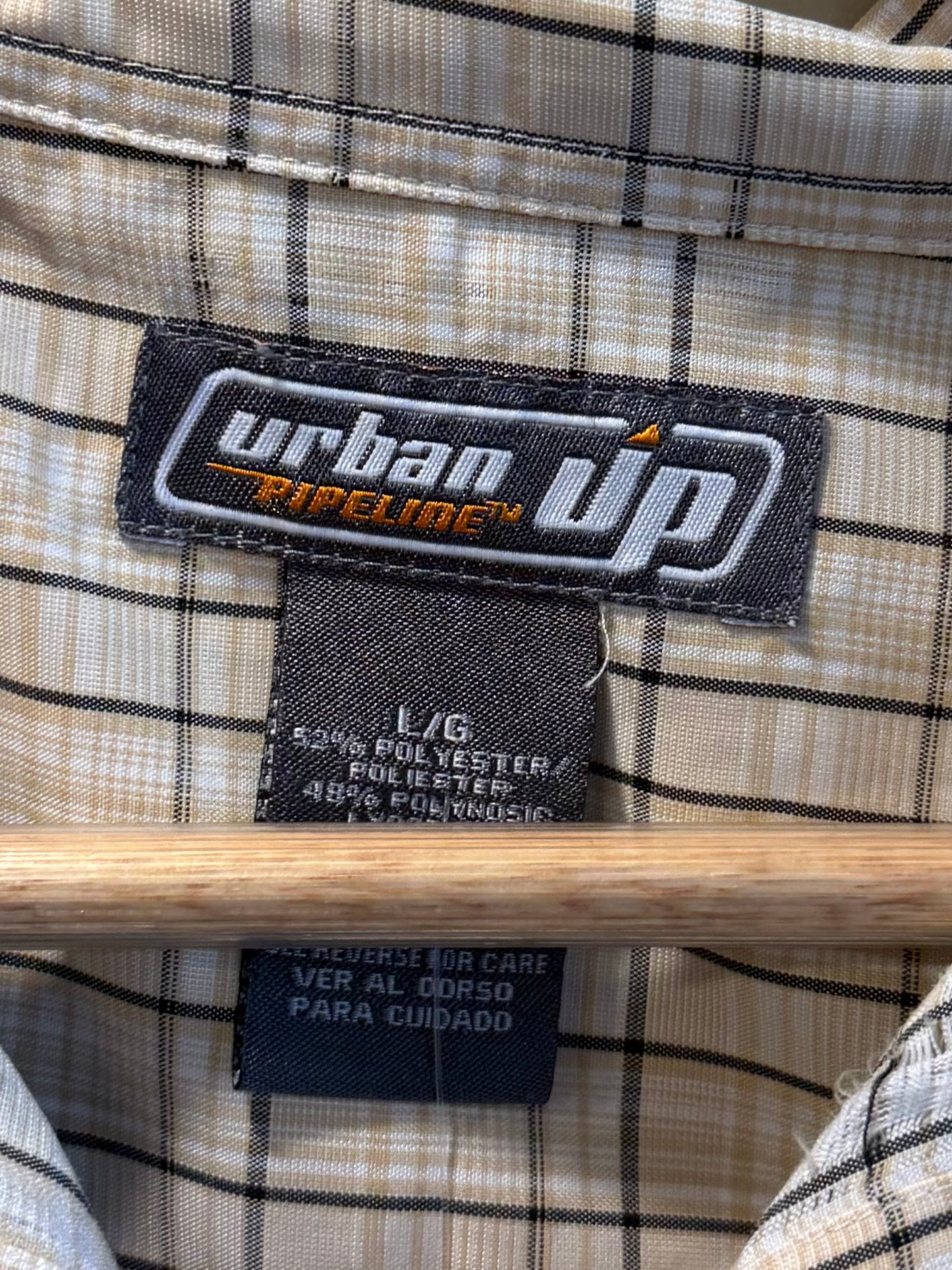 Vintage Urban Up Yellow Checkered Button-Up Shirt- L