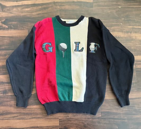 Vintage Golf Embroidered Colorful Sweater- M