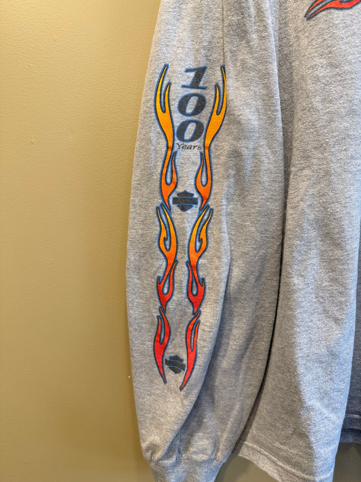 Vintage Harley Davidson Gray Flames Long Sleeve T-Shirt- XL