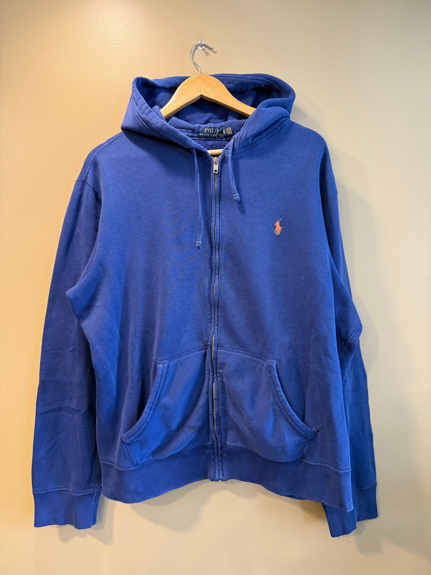 Vintage Polo Ralph Lauren Distressed Blue Hoodie Sweatshirt- XL