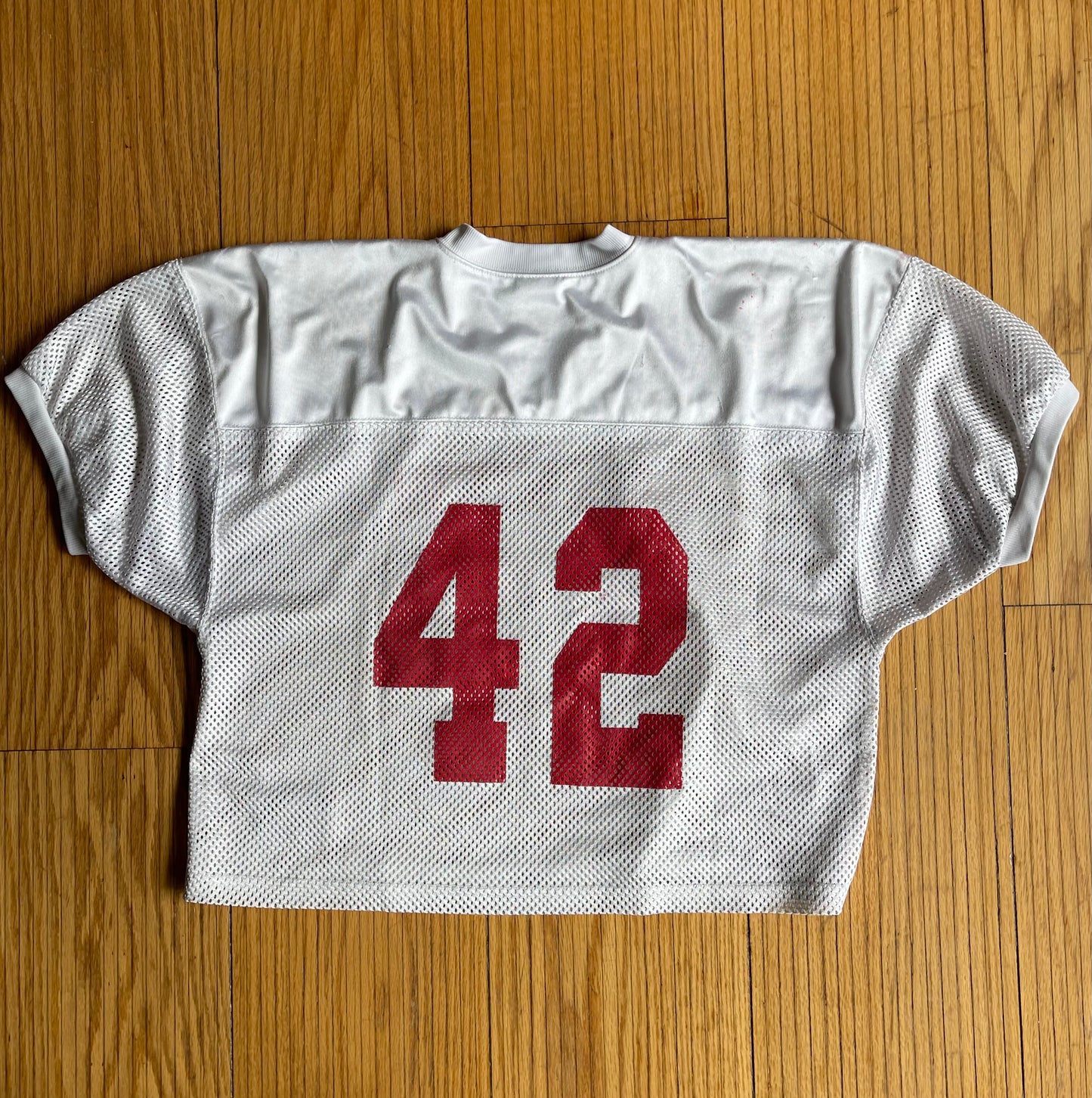 Vintage Distressed Champion Cropped-Fit Football Jersey- L/XL