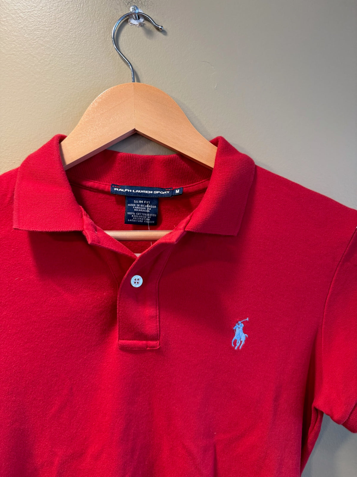 Vintage Y2K Ralph Lauren Sport Red Woman’s Fitted Polo T-Shirt - M