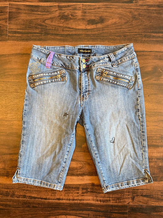 Vintage Rocawear Light Wash Embroidered Short Capri Denim Pants- 31