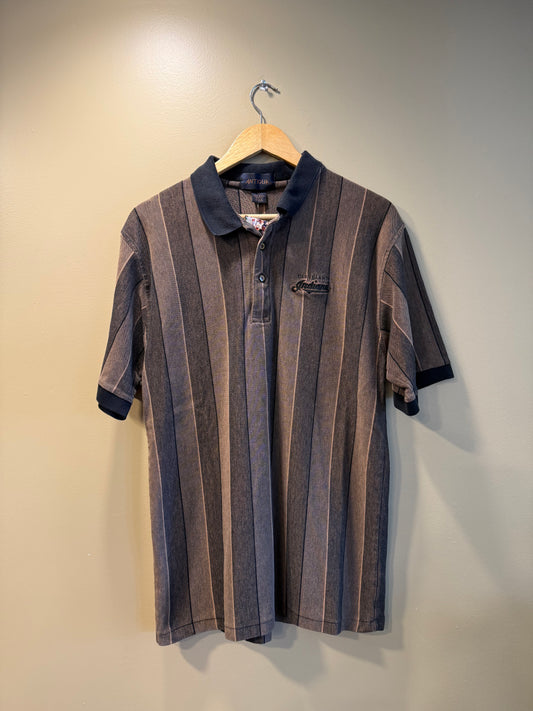 Vintage Cleveland Indians Brown Striped Polo Shirt- M