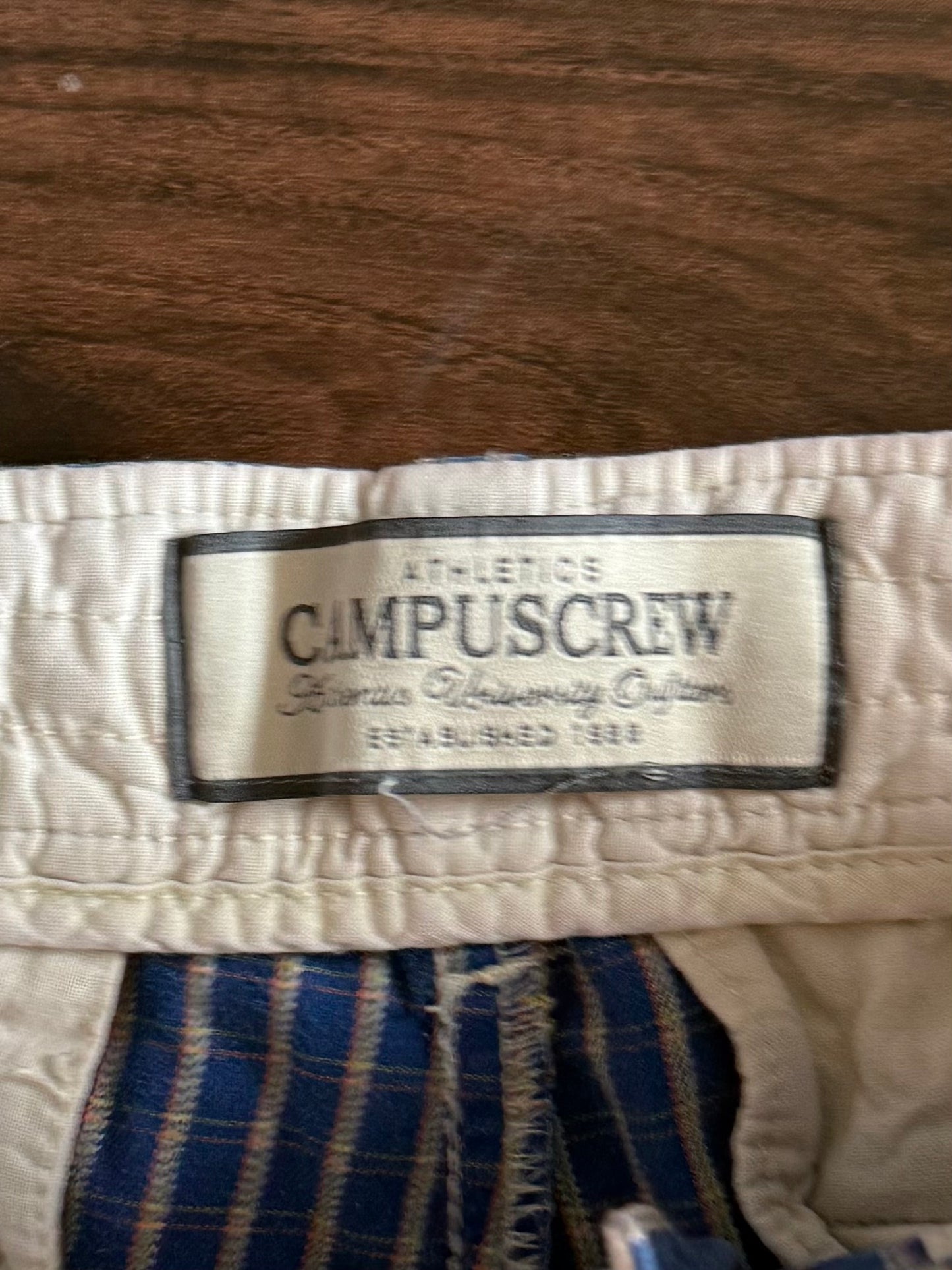 Vintage Campus Crew Blue Checkered Cotton Shorts- 36