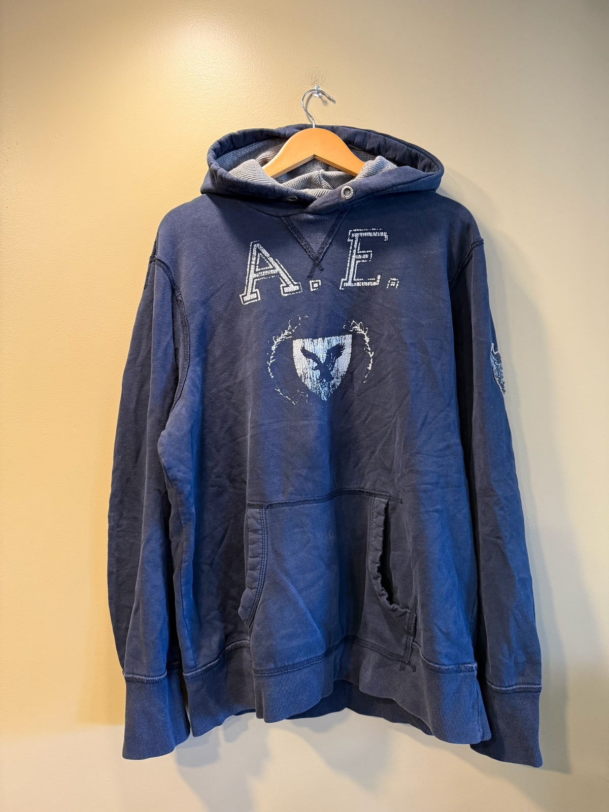 Vintage Y2K American Eagle Navy Blue Hoodie Sweatshirt - XL