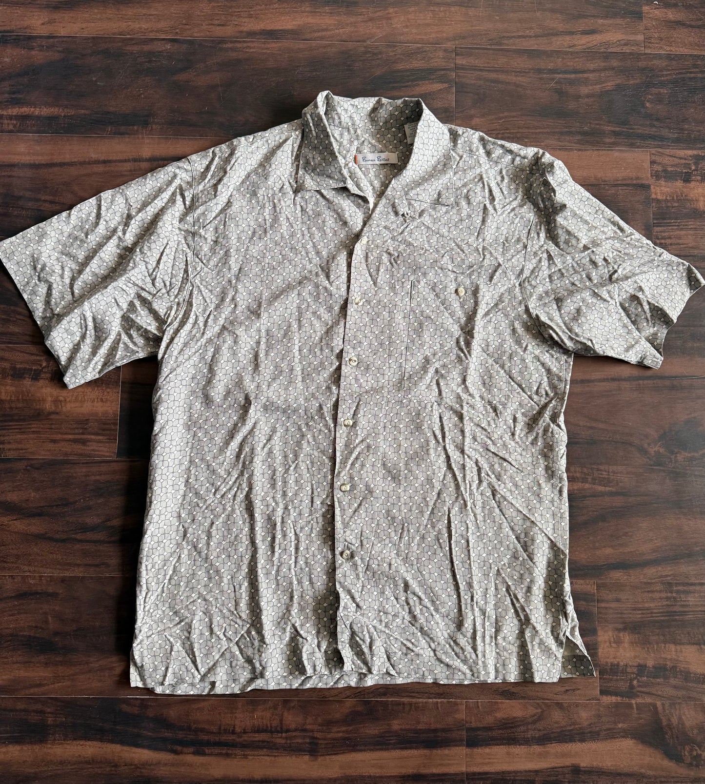 Vintage 100% Silk Gray Button-Up Shirt- L