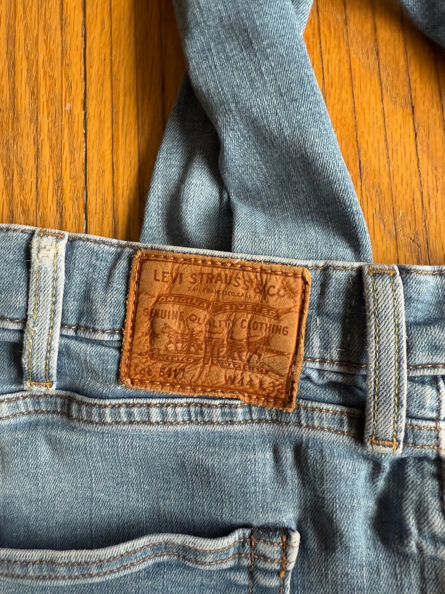 Re-Worked Levi’s Light Wash Blue Denim Jeans Tote Bag