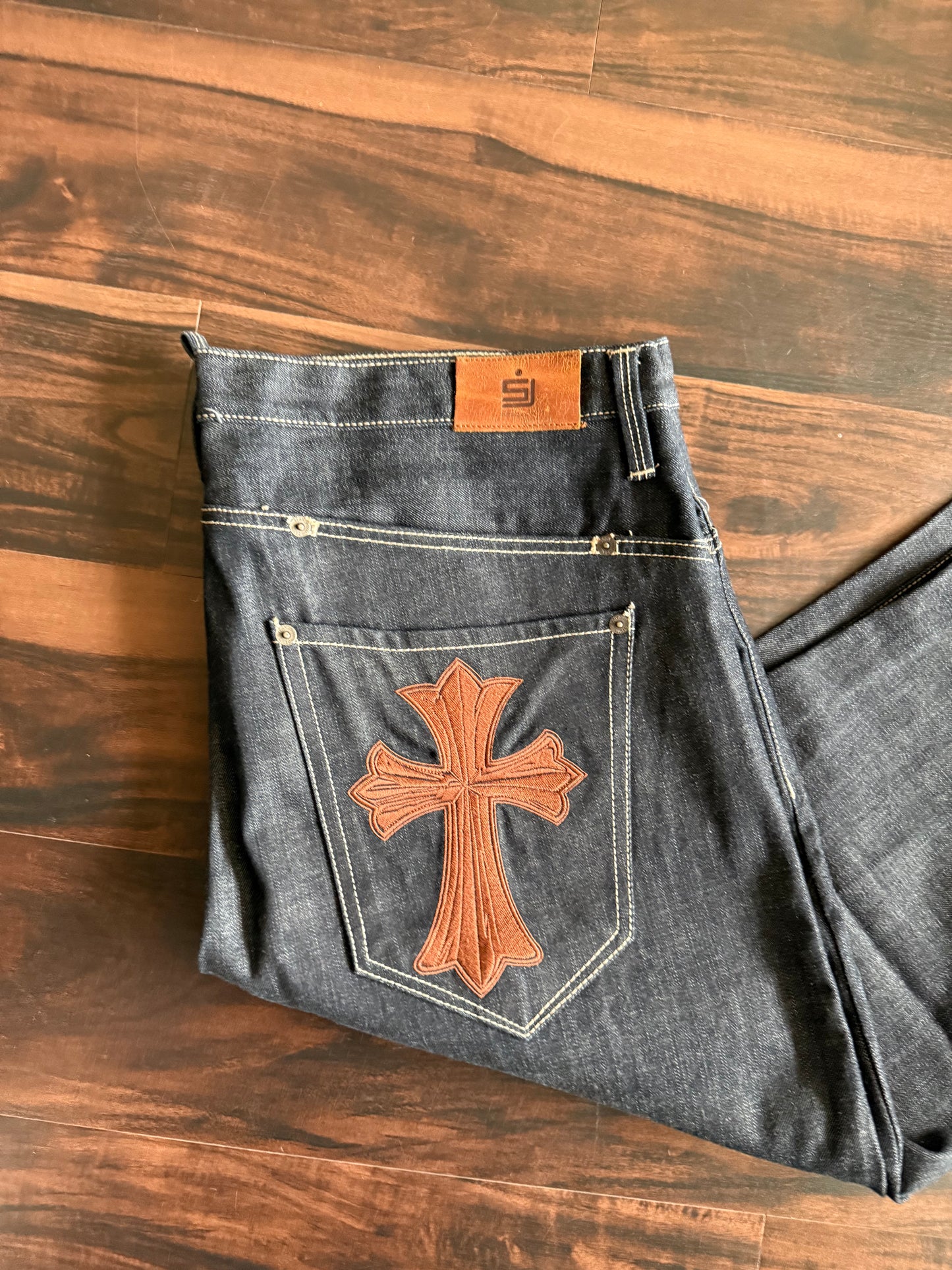 Vintage Y2K Sean John Dark Wash Cross Denim Jeans- 38x36