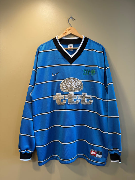 TTT Nike Sky Blue Striped Long Sleeve Football Soccer Jersey- L