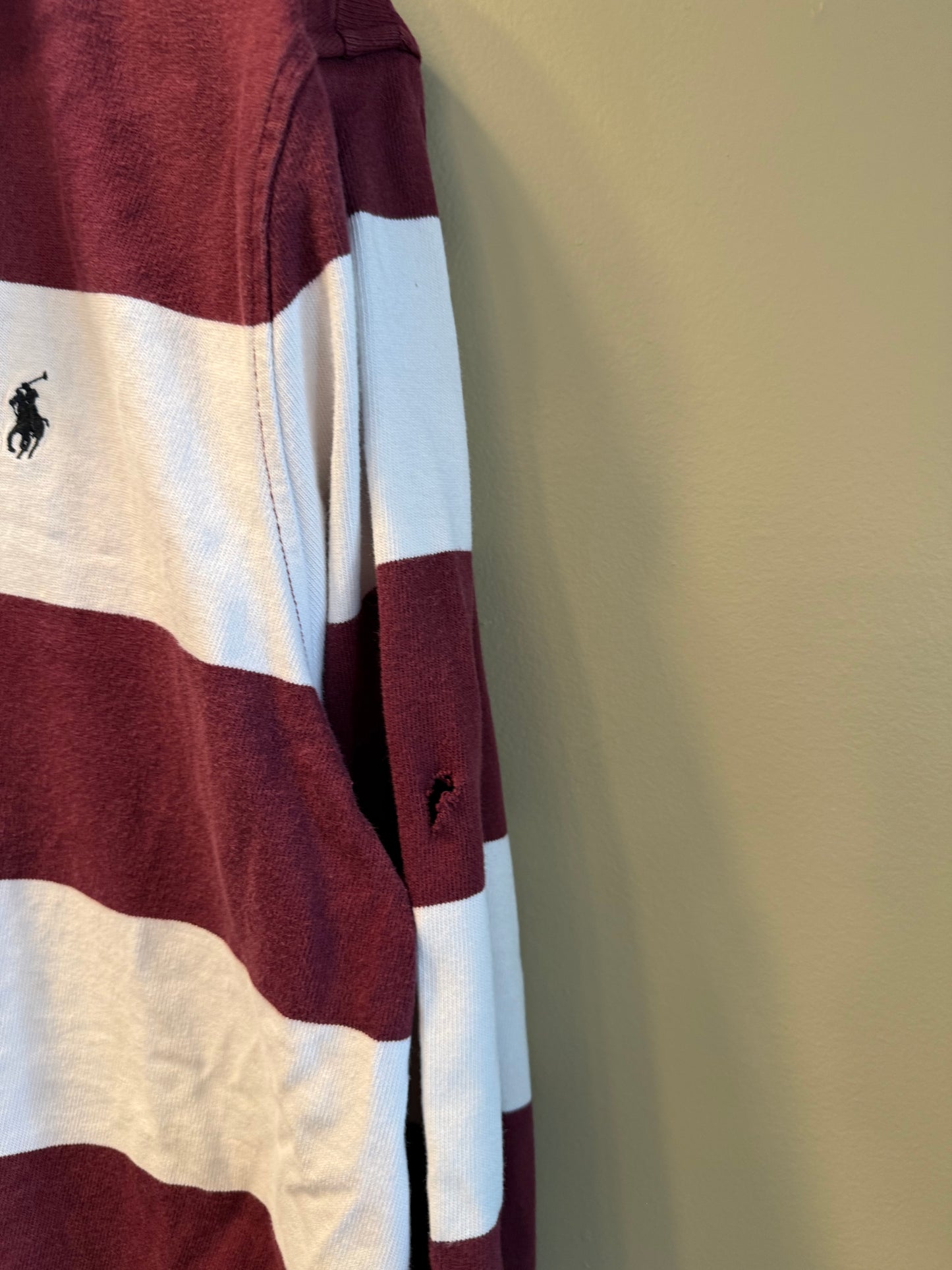 Vintage Polo Ralph Lauren Crimson & White Rugby Shirt- XL