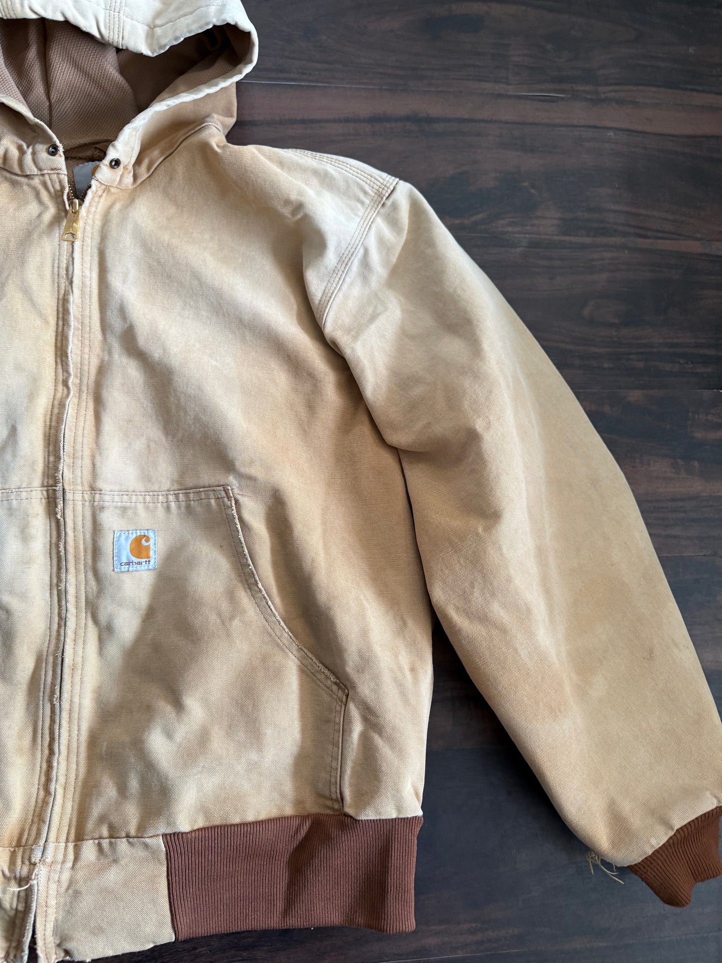 Vintage Carhartt Made In USA Hooded Tan Jacket- L